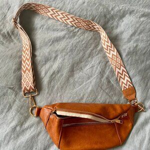 Cognac Vegan Leather crossbody bag